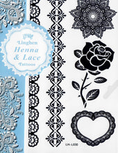 Laden Sie das Bild in den Galerie-Viewer, Henna & Lace Tattoos (schwarz)