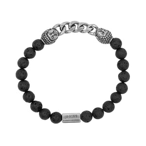 Ein Edelstahlarmband mit Lavasteinen (Buddah)